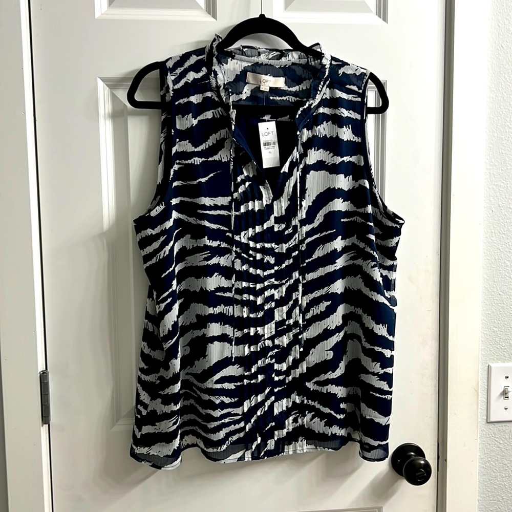 Loft pleat front sleeveless blouse